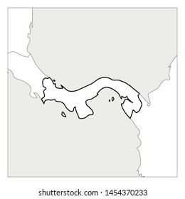 Map of Panama black thick outline highlighted with neighbor countries.