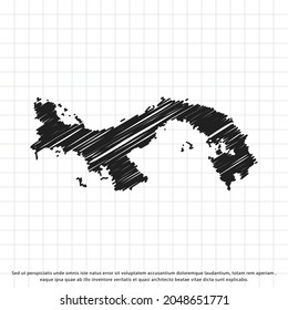 Map of Panama freehand drawing on a sheet of exercise book. Vector illustration.
