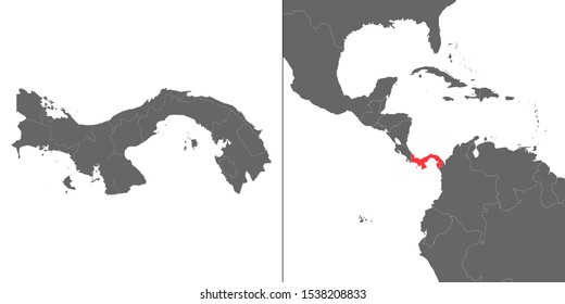 Map of Panama with location on american map
