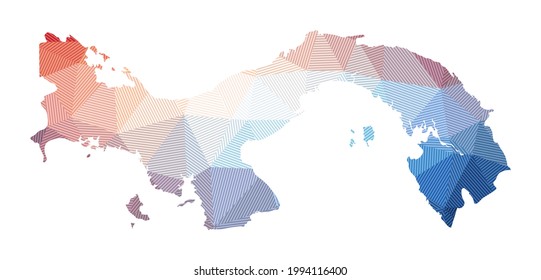 Map of Panama. Low poly illustration of the country. Geometric design with stripes. Technology, internet, network concept. Vector illustration.