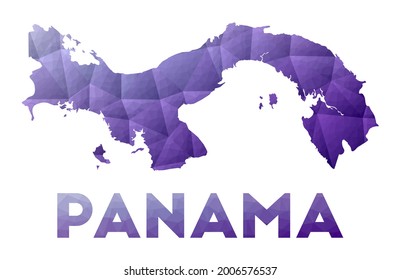 Map of Panama. Low poly illustration of the country. Purple geometric design. Polygonal vector illustration.