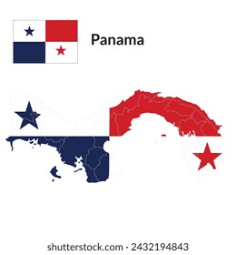 Map of Panama with national flag of Panama