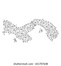 Map of Panama from polygonal black lines and dots of vector illustration
