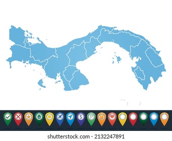 Mapa de la república de Panamá con provincias