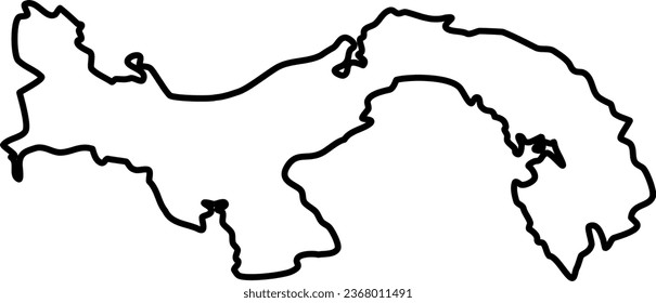 Map of Panama With Thick Outline
