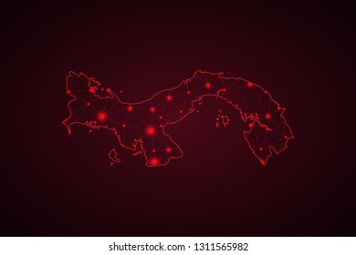Map of Panama. Wire frame 3D mesh polygonal network line, design sphere, dot and structure. communications map of Panama. Vector Illustration EPS10. - Vector