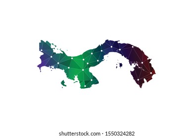 Map of Panama. Wire frame 3D mesh polygonal network line, design sphere, dot and structure. communications map of Panama. Vector Illustration EPS10.