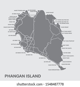 Map of Pangang Island the paradise on Gulf of Thailand, This picture for hotel and restaurant website concept.