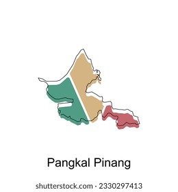 Map of Pangkal Pinang colorful modern geometric with outline design, element graphic illustration template
