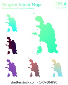 Map of Pangkor Island with beautiful gradients. Attractive set of island maps. Magnificent vector illustration.