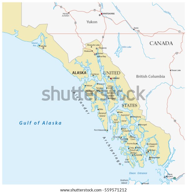 Map Panhandle United States Alaska Alexander Stock Vector (Royalty Free ...