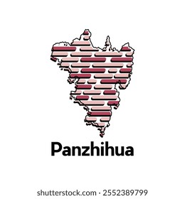Map of Panzhihua City, map technology with outline style modern vector design template, China map suitable for your company
