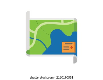 Map Paper. Rolled Map Paper. Simple Flat Illustration