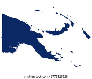 Mapa de Papúa Nueva Guinea en color azul