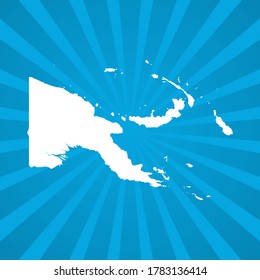 Map of Papua New Guinea blue comic pop art vector.