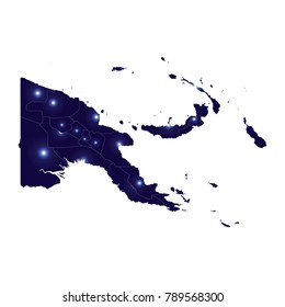 Map of Papua New Guinea - Blue Geometric Rumpled Triangular , Polygonal Design For Your . Vector illustration eps 10.
