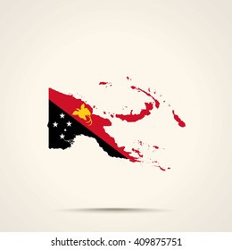 Map of Papua New Guinea in Papua New Guinea flag colors