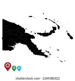 Map of Papua New Guinea, High Detailed Map of Papua New Guinea isolated on white background.Vector illustration eps 10