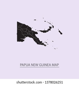 Map of Papua New Guinea - High detailed map violet outline map with caption on violet background.Abstract design vector illustration eps 10.