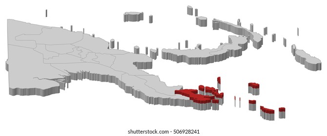 Map - Papua New Guinea, Milne Bay - 3D-Illustration