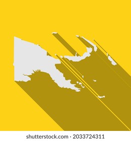 Mapa de Papúa Nueva Guinea sobre fondo amarillo con gran sombra
