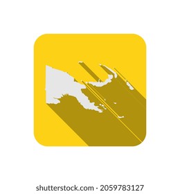 Map of Papua New Guinea on yellow square with long shadow