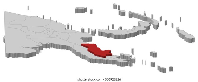 Map - Papua New Guinea, Oro - 3D-Illustration