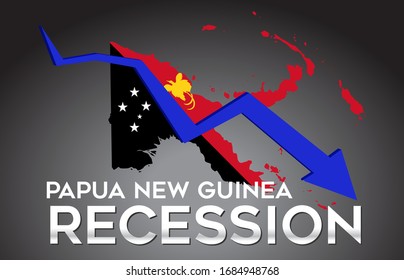 Map of Papua New Guinea Recession Economic Crisis Creative Concept with Economic Crash Arrow Vector Illustration Design.