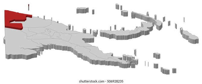 Map - Papua New Guinea, Sandaun - 3D-Illustration