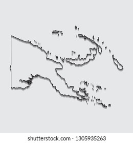 Map of Papua New Guinea with shadow on gray background.eps10