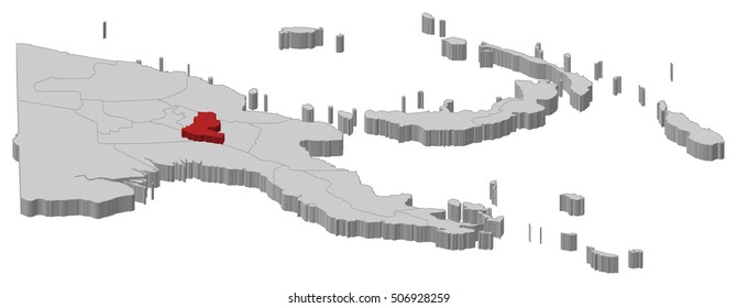 Map - Papua New Guinea, Simbu - 3D-Illustration