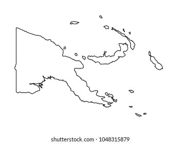 Outline Political Map Papua New Guinea Stock Vector (Royalty Free ...