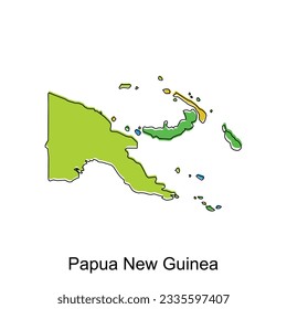 Mapa de la plantilla de diseño de vectores de Papua Nueva Guinea, fronteras nacionales e importantes ilustraciones de ciudades