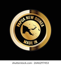 Map of Papua New Guinea. Vector illustration. Logo, Icon, and Symbol. Papua New Guinea map gold seal. 