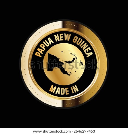 Map of Papua New Guinea. Vector illustration. Logo, Icon, and Symbol. Papua New Guinea map gold seal. 