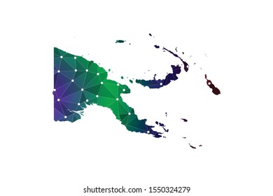 Map of Papua new guinea. Wire frame 3D mesh polygonal network line, design sphere, dot and structure. communications map of Papua new guinea. Vector Illustration EPS10.