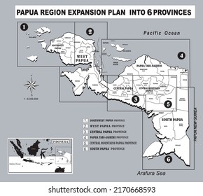 map of papua in the plan to expand into 6 provinces outline