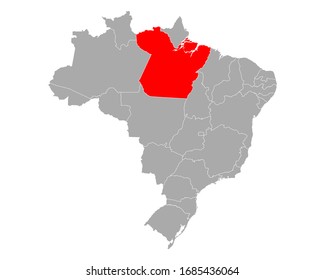 Map of Para in Brazil on white