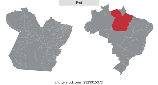 map of Para state of Brazil and location on Brazilian map