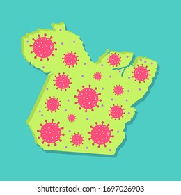 Map of Para with virus. Coronavirus epidemic in brazilian state. Conceptual.