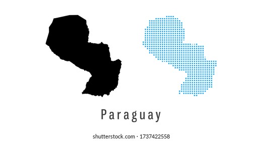 Karte von Paraguay, blau und schwarz
