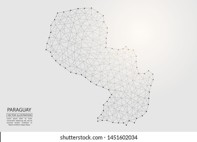 A map of Paraguay consisting of 3D triangles, lines, points, and connections. Vector illustration of the EPS 10.