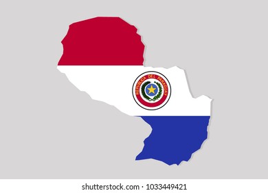 Map of paraguay with flag,vector illustration