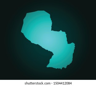 Map of Paraguay green vector isolated on dark background. High detailed green vector map, Paraguay symbol for your web site design map - Vector illustration eps 10.