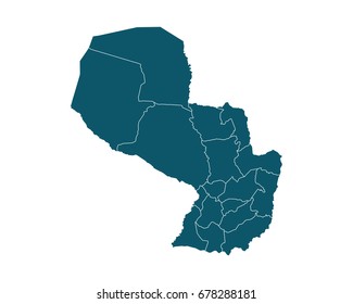 Map of Paraguay - High detailed on white background. Abstract design vector illustration eps 10.
