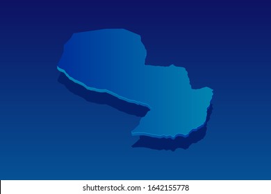 map of Paraguay on blue background. Vector modern isometric concept greeting Card illustration eps 10.