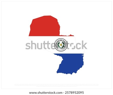 Map of PARAGUAY on a white background, Editable Vector illustration of PARAGUAY flag, National Day design, Map of Paraguay flat design, National Day of Paraguay