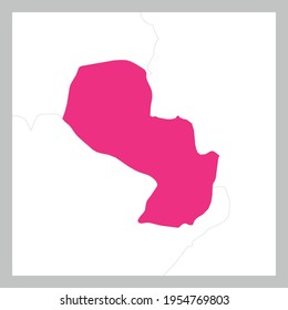 Map of Paraguay pink highlighted with neighbor countries