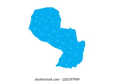 Map of Paraguay from Polygonal wire frame low poly mesh,Paraguay map Vector Illustration EPS10.