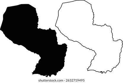 Mapa de Paraguay Silueta plana y diseño de contorno